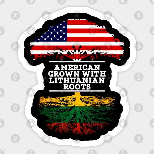 American Grown With Lithuanian Roots - Gift for Lithuanian From Lithuania Sticker by Country Flags